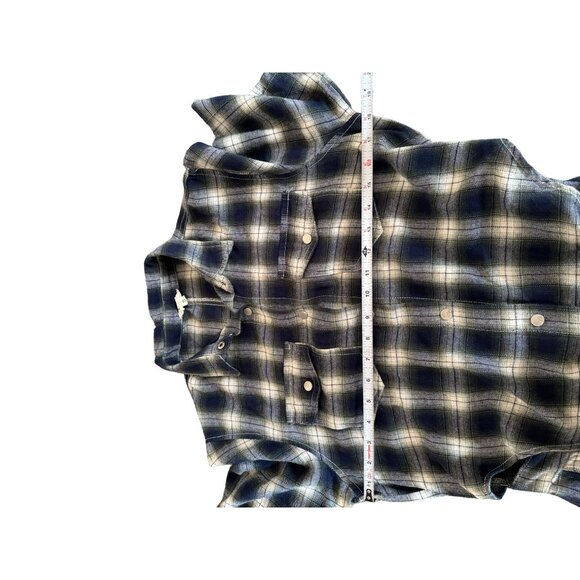 POL Plaid Tie-Front Jumpsuit Button Up Navy‎ White Womans Size Small - Picture 7 of 8